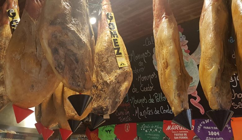 Jamon hanging in Tapas Alley