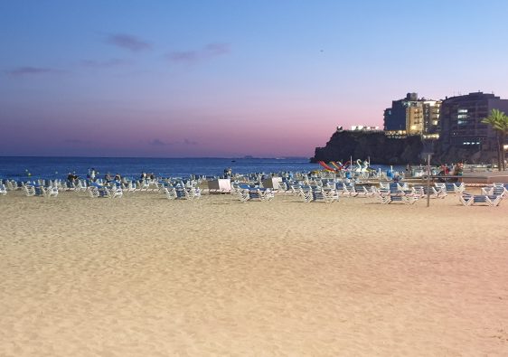 Levante beach at twilight in Benidorm