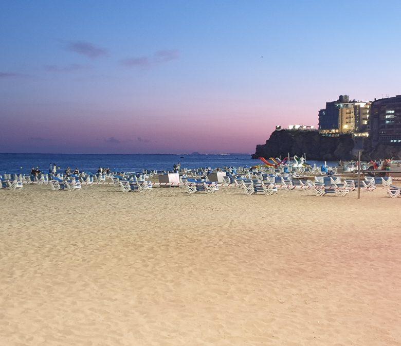 Levante beach at twilight in Benidorm