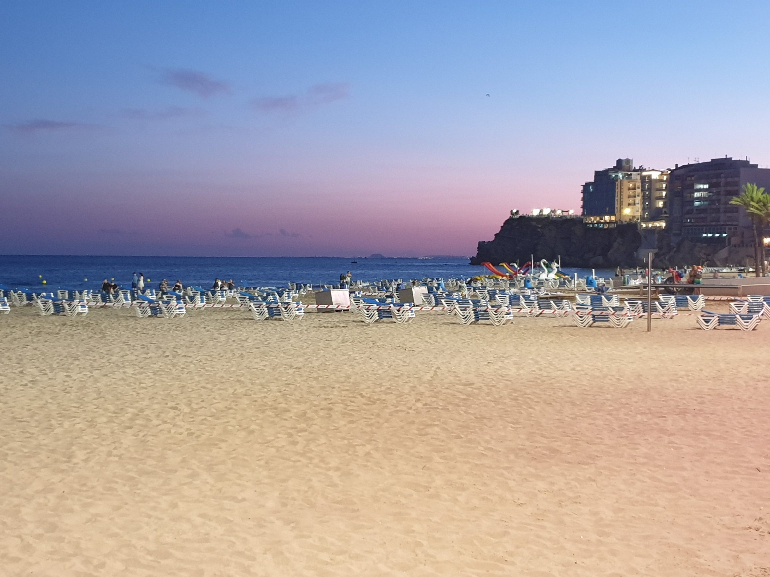 Levante beach at twilight in Benidorm