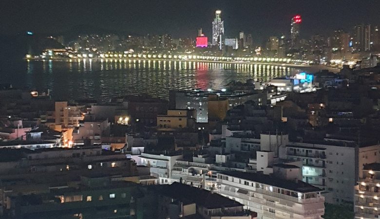 Poniente beach in Benidorm at night