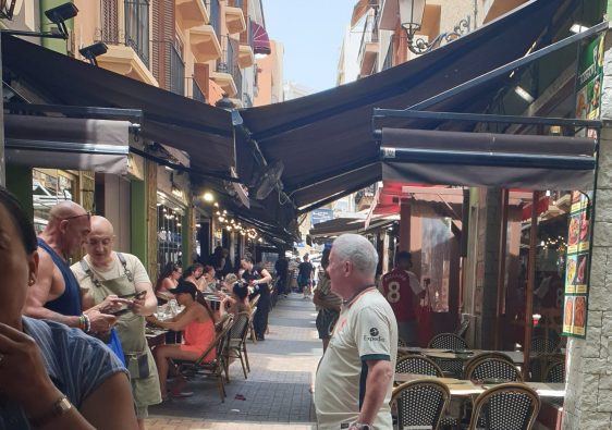 A narrow tapas alley in Benidorm Old Town