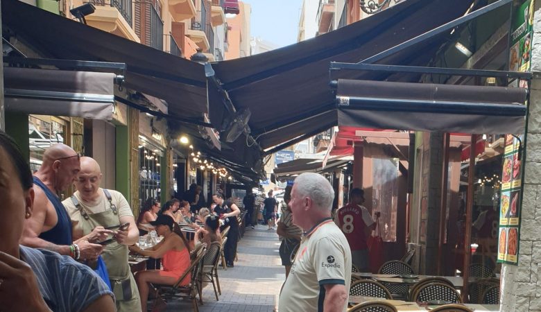 A narrow tapas alley in Benidorm Old Town