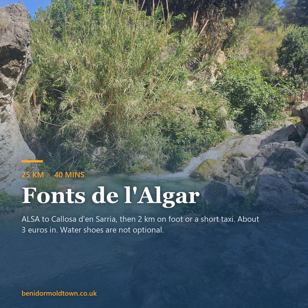 The pools at the Fonts de l'Algar, 25 km from Benidorm