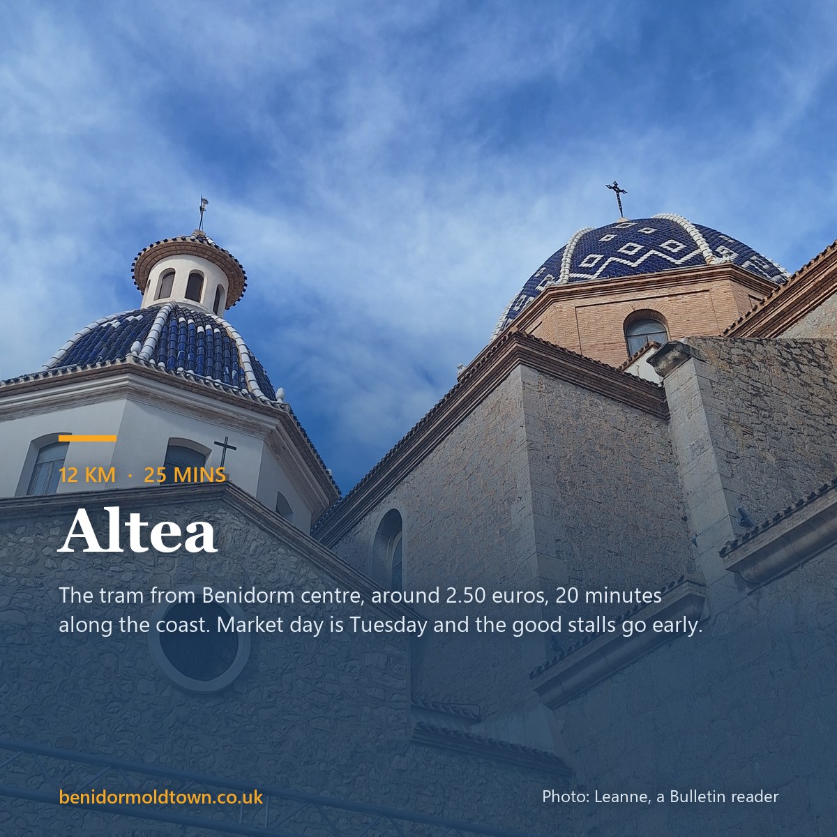 The blue-tiled domes of Altea's church. Photo: Leanne, a Bulletin reader