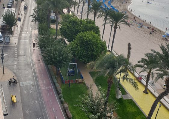 View from the H10 Porto Poniente roof over Poniente beach towards the Old Town