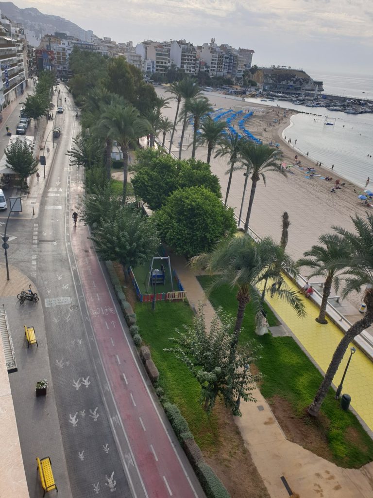 View from the H10 Porto Poniente roof over Poniente beach towards the Old Town