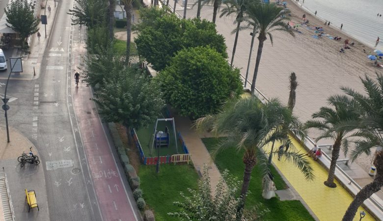 View from the H10 Porto Poniente roof over Poniente beach towards the Old Town