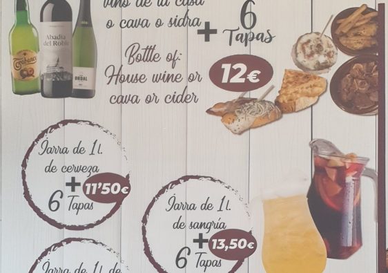 Los Mancheguitos offers board: bottle of wine and six tapas for 12 euros