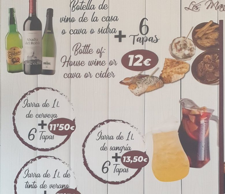 Los Mancheguitos offers board: bottle of wine and six tapas for 12 euros
